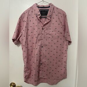 Descendent Pink Patterned Casual Button Down Shirt Size Large